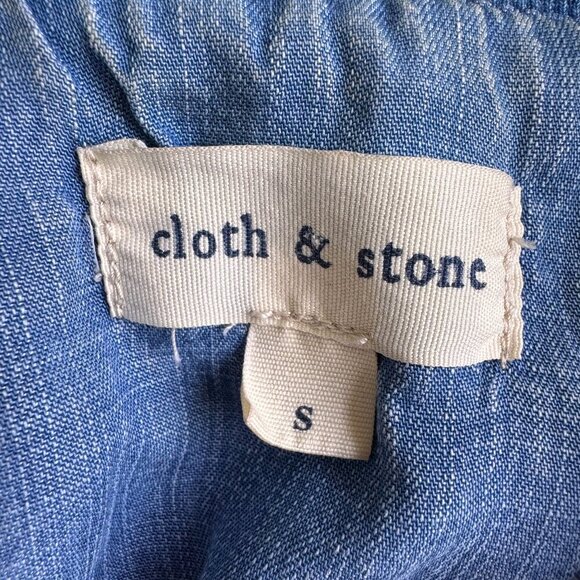 Cloth & Stone Chambray Bomber Jacket Tencel Small Full Zipper 2 Pockets Blue - Picture 7 of 10